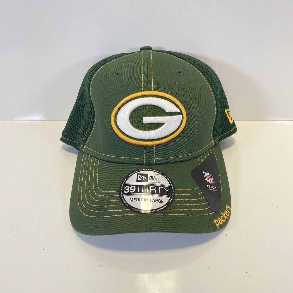 NEW ERA 39THIRTY NFL GREEN BAY PACKERS MENS HAT MESH GREEN MEDIUM LARGE NFL